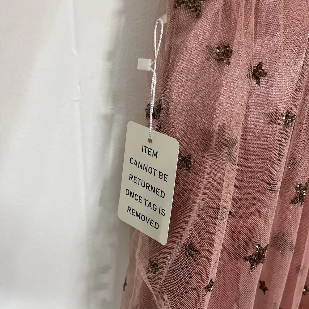 Joyfolie Mia Joy Layla Dress Girls 14 Rose Petal Pink Gold Sequin Stars NWT